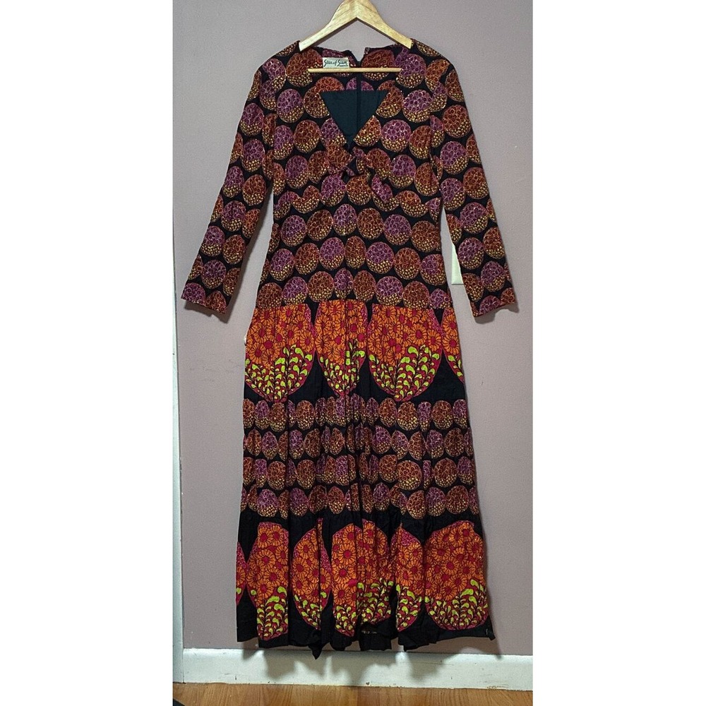 Vintage Star of Siam Bangkok Hand Tailored Maxi Dress Size 14